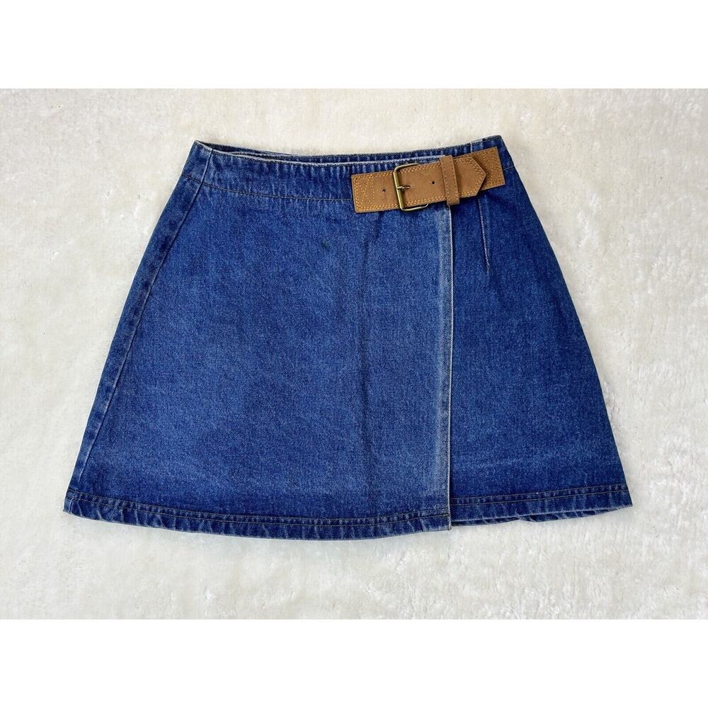 Vintage 90s She Said Denim Wrap Skirt Junior Sz 3 EUC